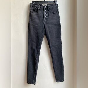 EVERLANE womens 27 The Authentic stretch high rise skinny faded black jeans